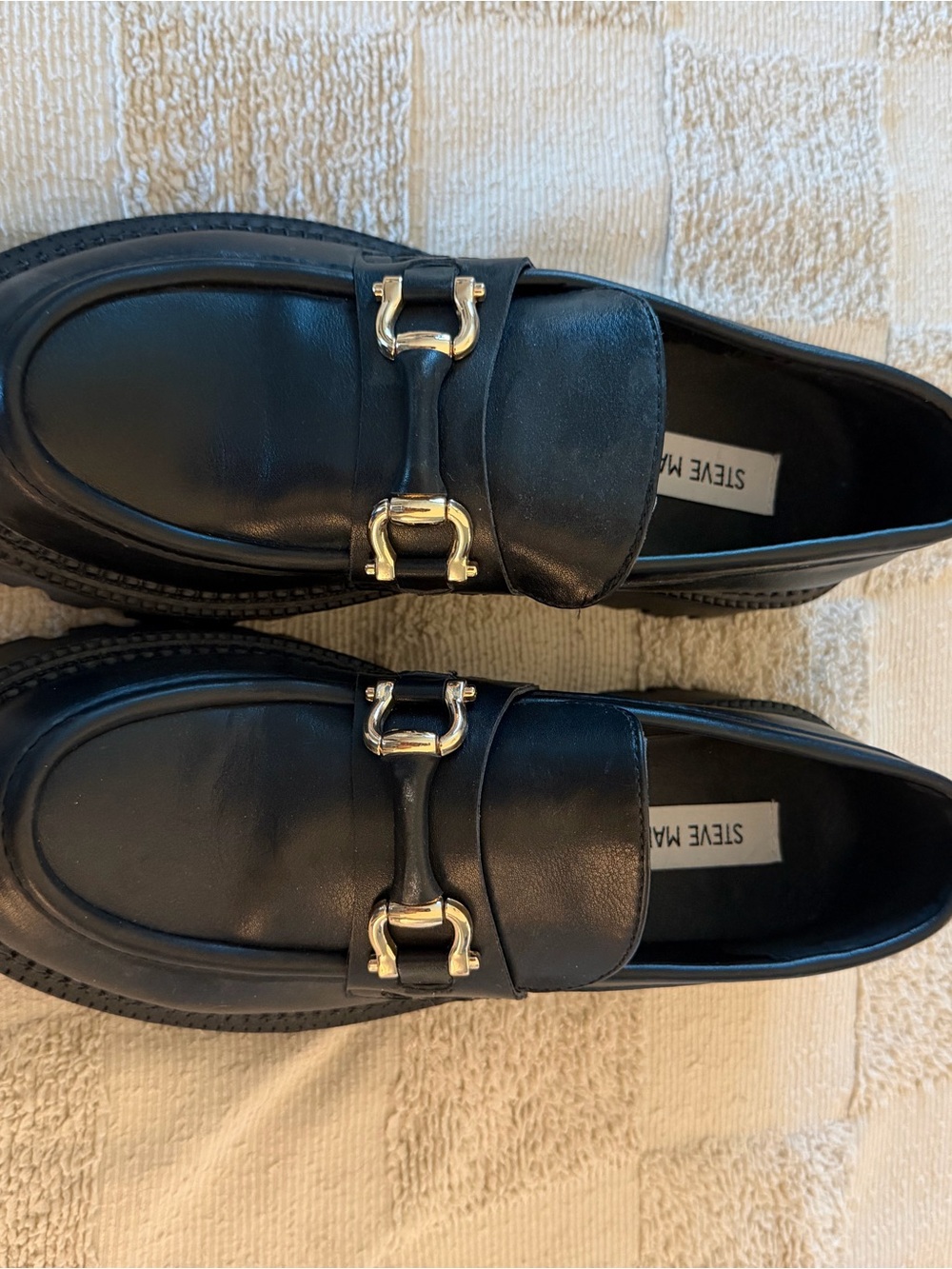 Steve Madden Women’s Black Leather Bit Loafers